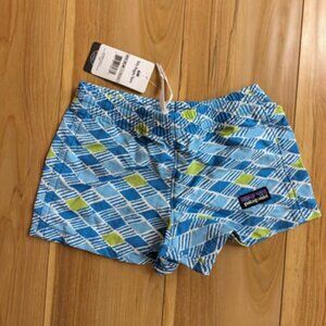 NWT Patagonia Baby Baggies Shorts - blue multi print- size 6M